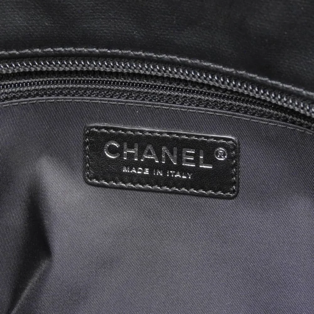 CHANEL Black Coated Canvas Tote Bag